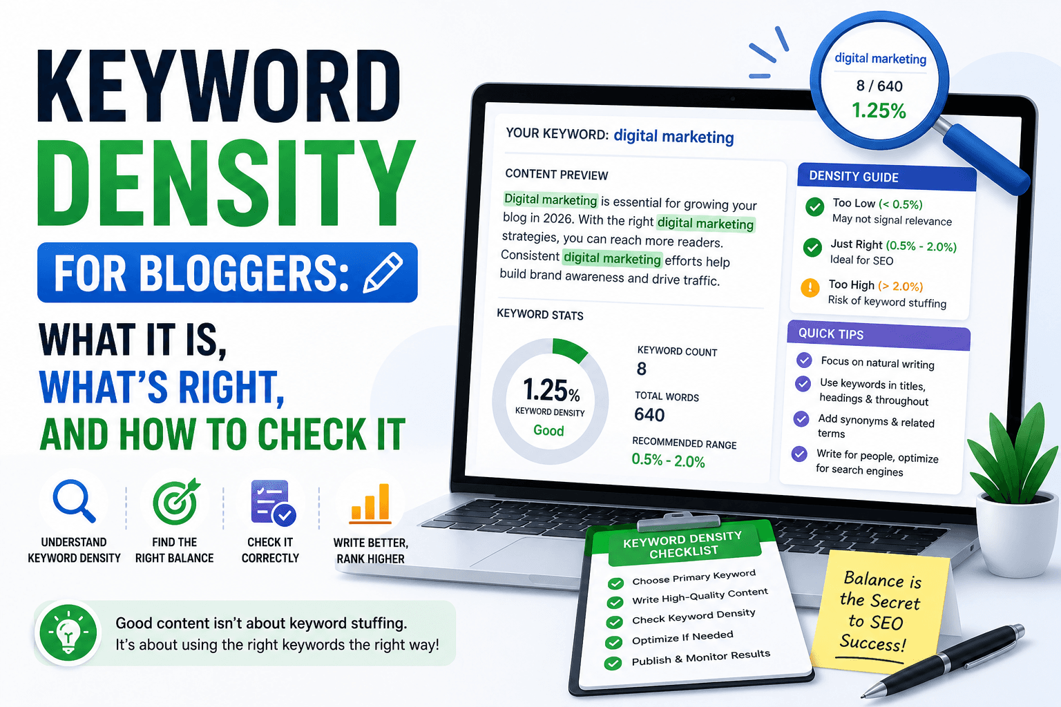 Keyword Density for Bloggers: What It Is, What's Right, and How to Check It